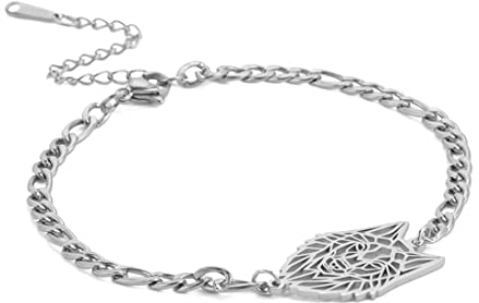 EUEAVAN Wikinger Tier Wolf Kopf Armband Wolf Liebhaber Hohl Vintage Armreif Wald Klassisches Amulett Keltische Natur Charm Schmuck Junge Herren, Ohne Edelstein. (SILBER)