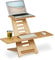 Relaxdays Mesa Soporte Ordenador de Pie, Bambú, 2 Baldas, Altura Regulable, Accesorio para Escritorios, Oficina, Natural, 77.5 x 80 x 57 cm