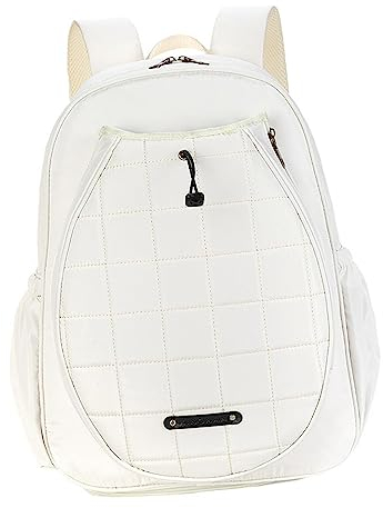 Perfeclan Tennistasche, Tennisrucksack, Fitness-Sport, große Schlägertasche, Schlägerhülle für Squashschläger, Badmintonschläger, Bälle, Zubehör, Tennisschläger, Weiß