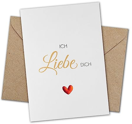Sunflower Cards CLASSIC LINE Grußkarte mit Briefumschlag aus Kraftpapier (Ich Liebe Dich)