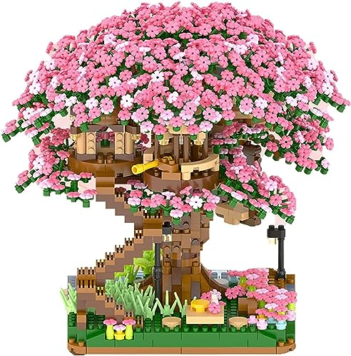 Blumenstrauß Bauspielzeugsets, Sakura Bonsai Baum Bausatz, 2138 Teile Kirschblüten Blumen Bausatz, DIY Kreatives Botanik Kollektion Deko Geschenk Nicht Kompatibel mit Lego Baumhaus (609)