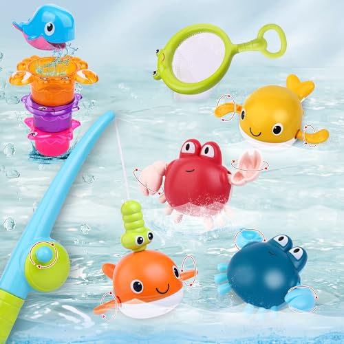 Juguetes de baño para bebés y niños, juego de pesca magnético, juguete de pesca, juguete de bañera con flotante para niños pequeños y bebés, regalo para 3, 4, 5, 6 + años