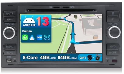 BXLIYER Android 16 Autoradio für Ford C-Max/Fiesta/Focus/Fusion/Galaxy/Kuga/S-Max/Transit/Mondeo - 4G+64G - Eingebaut Carplay/Android Auto - LED Kamera + MIC - 7 Zoll 2 Din - SWC DAB 360-Cam Fast-boot