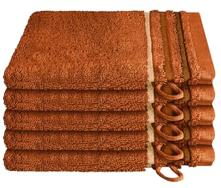 Schiesser Frottier Waschhandschuh Skyline Color im 5er Set | 100% Baumwolle aus nachhaltiger Produktion | saugstark, weich, farbecht | 16x22cm | Terrakotta