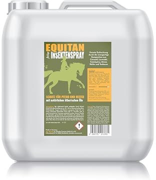 florage EQUITAN Insektenspray 3L Kanister, Natürlicher Schutz für Pferde und Reiter, Effektiv gegen Fliegen, Mücken, Bremsen, Zecken usw., Wirkung durch Ätherische Öle, Vegan, 500ml