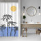 ASDCXZ Palmen Duschvorhang 120x180 cm, Sommer Seaside Tropisch Palmen Pflanzen Sonne Blau Ozean Bad Waschbar Schmal Duschvorhänge Polyester Textil Wasserdicht Duschvorhang für Badewanne mit 8 Haken