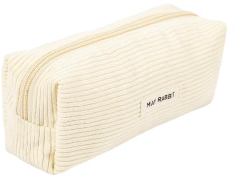 Mäppchen,Pencil Case Aesthetic, Federmäppchen Aesthetic aus Kord, weißes Pencil Case Aesthetic,Geeignet für Schulen, Büros
