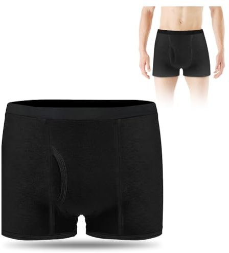 AOOWU Men's Incontinence Pants, Men's Cotton Washable Incontinence Boxer Briefs with Absorbent Pads, 300ml Urinary Capacit Men's Incontinence Protection Knickers for Drips & Dribbles