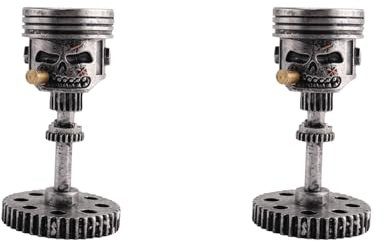 Haztholf 2 x Skulptur Kolben Schädel Totenkopf Skulptur Kopf Statue Büro Haus Tisch Geschenke Halloween