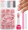 French False Nails, 240Pcs Coffin Press On Nails Short False Nails With Glue Acrylic Fake Nails Kit 12 Sizes Stick On Nails French Tip Gift For Women Girls (Coffin)