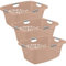 Rotho 3er-Set Wäschekorb Flowers 50l, Kunststoff (PP) BPA-frei, rosa, 3x50l, (65,1 x 49 x 26,2 cm)