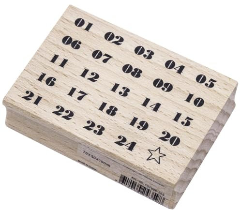 Artoz Stempel – Holzstempel – „Adventskalender“ – 70 x 50 mm – Motivstempel zum Kartenbasteln für Weihnachten, Einladungen, Grüße