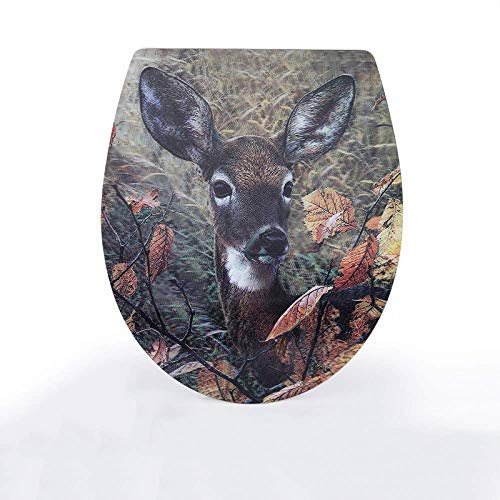 Abattant de WC Abattant de WC 3D avec couvercle de toilette ultra résistant en résine urée-formaldéhyde antibactérienne muette pour toilettes en forme de U,U-45.3 * 38CM