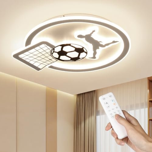 OTREN Deckenlampe LED Dimmbar 40CM, Deckenleuchte Kinderzimmer Lampe Decke fußball mit Fernbedienung 3000k-6500k für Wohnzimmer,Babyzimmer, Schlafzimmer
