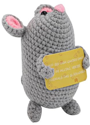 Positive Mouse Doll, Positive Crochet Animals Positive Knitted Potato Doll Positive Mouse Crochet Doll Handmade Emotional Cheer Gifts Cute Mouse Rat Crochet Toy for Birthday Gifts