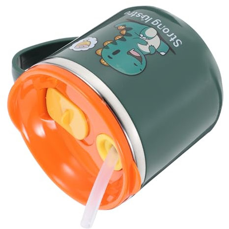 LALADEFIEE Stainless Steel Straw Cup for Boys and Girls 250ml Baby Water Bottle Handle Silicone Straw Training Cup for Toddlers