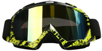 keynoyin Outdoor-Fahrradbrille, winddicht, gelber und schwarzer Rahmen, bunte Folie