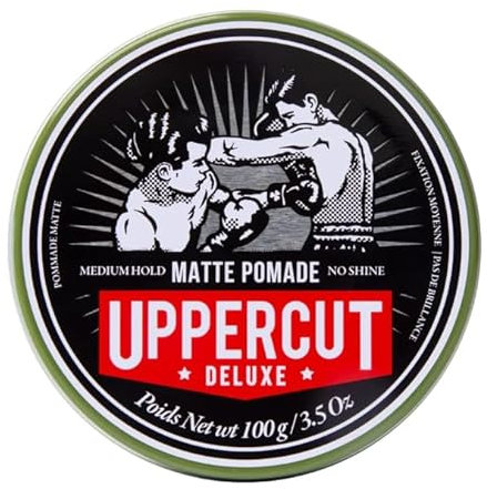 Uppercut Deluxe Matte Pomade Haarstylingprodukt für Männer mit mittlerem Halt, ohne Glanz. Mattes Haarstylingprodukt auf Wasserbasis, leicht auswaschbar, keine Rückstände, 100 g