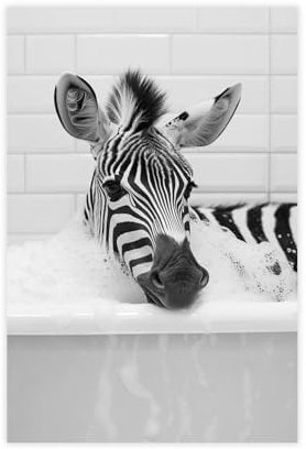 QOYVG Zebra in The Bathtub Canvas Poster Wall Art Decor Print Picture Paintings 12x18inch(30x45cm)