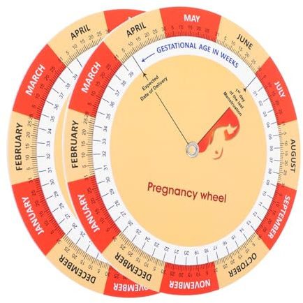 SHERCHPRY Lot De 2 Roues De Grossesse Papier Imprimé Couleur Édition Anglaise Calculateur De Roue De Date Tableau De Suivi De Grossesse Outil Pratique Pour Femmes Enceintes