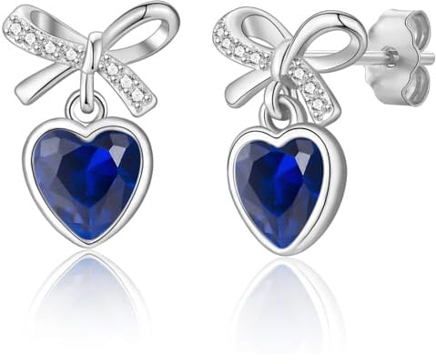 Ohrringe Silber Hängend Damen, Ohrstecker mit Anhänger Zirkonia Herz Schleife Ohrringe Schmuck Geschenke für Freundin Frauen Mädchen zum Geburtstag Weihnachten