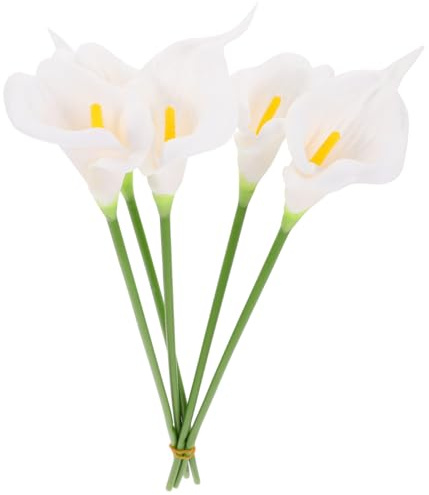 Sosoport 5 Stück Künstliche Callalily-Blumen Aus Kunststoff Kleine Künstliche Blumen Für Tischdeko Fensterbank Balkon Wohnzimmer Und DIY Blumenarrangements Deko Für Hochzeit Geburtstag