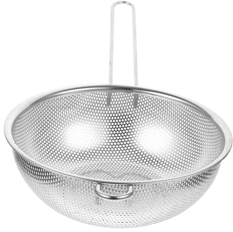 Toyvian Passoire Inox à Poignée Unique Panier Filtre Cuisine pour Friture Légumes et Fruits Tamis Microperforé pour Lavage et Égouttage Rapide