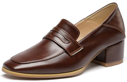 Eestfy Damen Convertible Slipper Quadrat Zehen Blockabsatz Faltbarer Absatz Design 2-in-1 Slip-On Mule Professionelle Büroschuhe Bequem & Stylisch,Dark Brown,40 EU