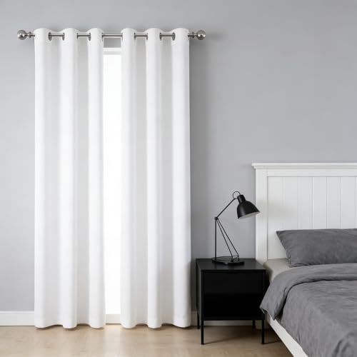 WUXXIANG Ösenvorhang 70 x 190 cm Kälteschutz, Hitzeschutz, Blickdicht, Modern, Wunderschön, Weich, Dicker, mit Ösen Blickdichte Vorhänge für Schlafzimmer, Arbeitszimmer, Weiß