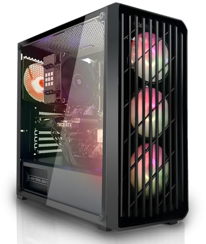 SYSTEMTREFF PC Gamer AMD Ryzen 7 5700X 8x4.6GHz | AMD Radeon RX 9060 XT 16Go DX12 | 1To M.2 NVMe | 32Go DDR4 RAM | Windows 11 | Ordinateur de Bureau WLAN pour Les Joueurs, Les Gamers & Streamer