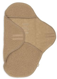 Jollein Einschlagdecke Babyschale - 100% Merinowolle - Babydecke für Kinderwagen & Buggy - 3- und 5-Punkt-Gurt-System - Mit Kapuze & Klettverschluss - Oeko-Tex Zertifiziert - Dark Hazel