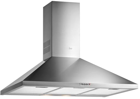 Teka DBB 60 - Campana Piramidal de Pared de 60 cm, Mandos Pulsantes, 3 Velocidades, Motor Doble Turbina, 2 Lámparas LED, Funcionamiento en Recirculación, Color Acero Inoxidable
