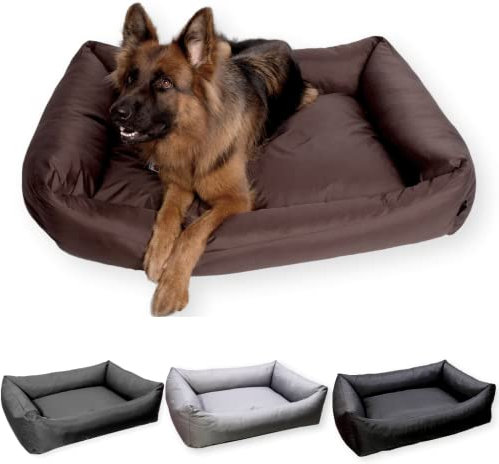 4L Textil Koko Wasserabweisendes Hundebett große Hunde Hundekorb Bezug abnehmbar und waschbar Hundekissen große Hunde Hundekörbchen Braun (120x100 cm, Braun)