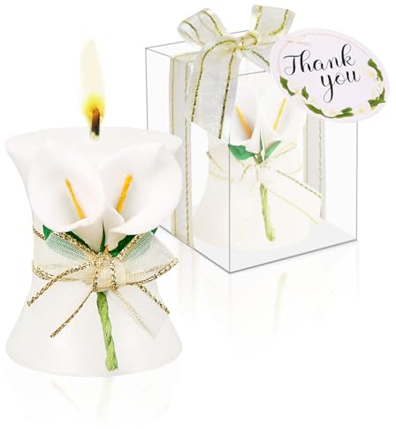 AIXIANG 24 Pack Wedding Candles Favours For Guests Calla Lily Style Candle Favours Gift Boxed With Thanks Cards for Bridal Shower Favours Return Gifts Wedding Favours Party Decorations