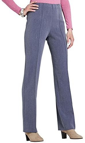 Chums Ladies Figure Flattering Trousers Fully Elasticated Comfort Pull-On Pants with Pintuck Stitch Denim 18 Short