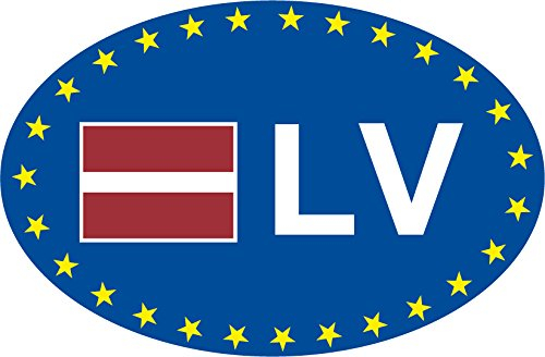 Safirmes 2 x Europa Oval LV Aufkleber Code Land Auto Motorrad 7 x 10 cm Lettland
