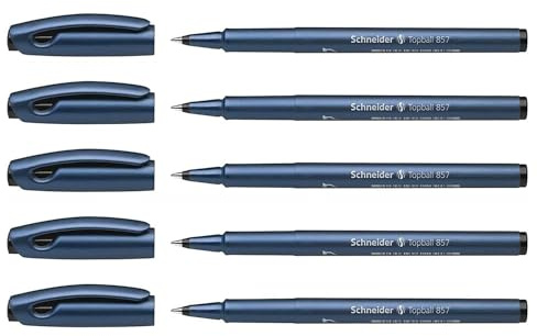 Schneider 5 Stück Tintenroller, Topball 857 06 schwarz