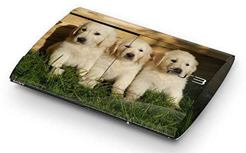 Skins4u Aufkleber Design Schutzfolie Vinyl Skin kompatibel mit Sony PS3 PlayStation 3 Super Slim Welpen