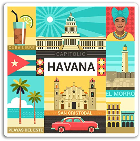 2 x 10 cm Havana Vinyl Aufkleber - Kuba Kühle Reise-Aufkleber Laptop Gepäck # 17606 (10 cm groß)