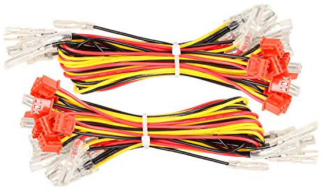 EG STARTS 20 cables de 3 pines compatibles con Arcade chapado en oro y cromado con botones pulsadores iluminados (cable pequeño de 2,8 mm)