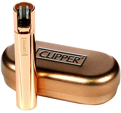 Rotgold Clipper Metall Nachfüllbar Gas Lighter mit Feuerstein Metallic Finish Geschenkdose Gehäuse Box Limitierte Auflage