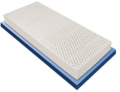 Baldiflex Latex-Matratze für Einzelbett, 90 x 200 cm, Höhe 18 cm, mit 7 Liegezonen und 3D-Air-Bezug aus Aloe Vera, abnehmbarer Bezug, milbendicht und atmungsaktiv