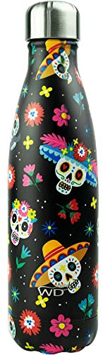 WD lifestyle- Bottiglia Termica Acciaio Inox 500 ml - 24 Ore Freddo - 12 Ore Caldo - Decoro Messico