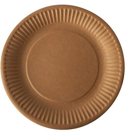 PAPSTAR Lot de 100 assiettes rondes en carton pur Marron Ø 19 cm
