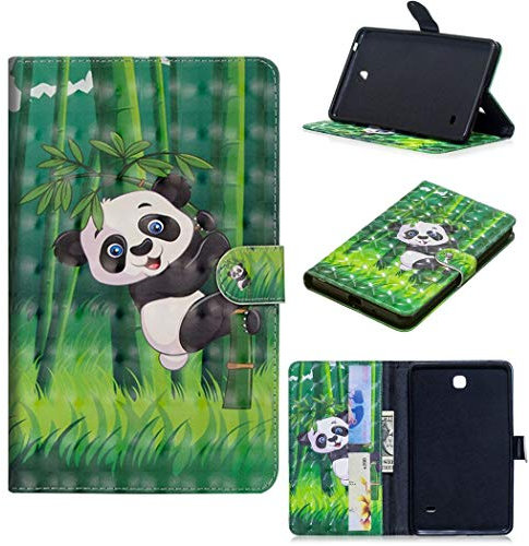 ShuiSu O62 - Funda con tapa para Samsung Galaxy Tab 4 7.0 SM-T230, hermoso patrón 3D de piel sintética de silicona suave, cierre magnético, función atril y bolsillos para tarjetas
