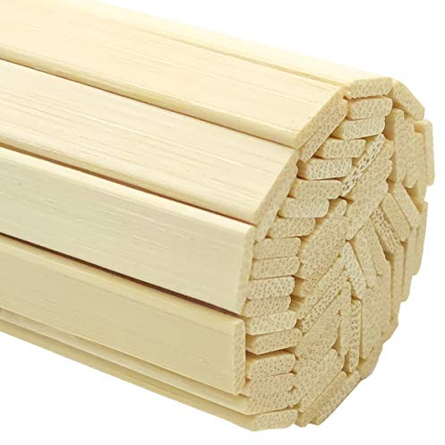 Worown Lot de 120 bâtons de bambou naturel solides de 40 cm, bâtons en bois, extra longs pour projets d'artisanat, 400 mm x 10 mm x 2 mm