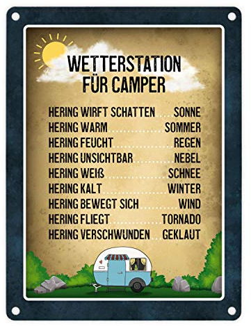 Wetterstation für Camper Metallschild Campingplatz Wohnmobil Wohnwagen Wetter