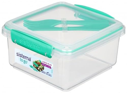 Sistema 2 Stück Lunchbox Plus To Go, großes Fassungsvermögen 1,2 Liter - Mintfarben
