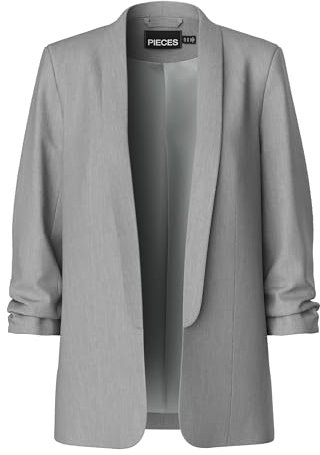 PIECES Pcboss 3/4 Blazer Noos, Blazer Donna, Chiaro Grigio Melange, L