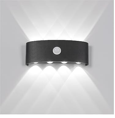 Außenleuchte mit Bewegungsmelder, 8W LED Wandleuchte Bewegungsmelder Aussen Wandlampe Innen Wandbeleuchte Wasserdichte IP65 Wandbeleuchtung für Garten Flur Weg Veranda Schlafzimmer Treppenhaus